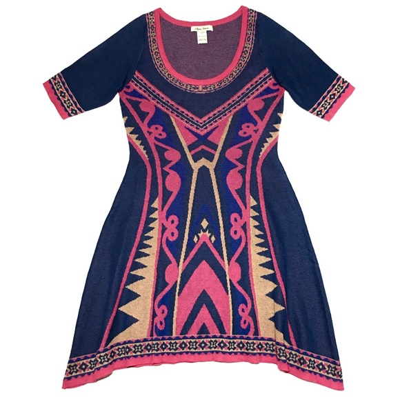 Abstract Midi Sweater Dress 
